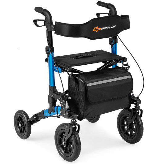Folding Rollator Walker with Padded Seat & Backrest – Lightweight, 300 lb Capacity (Blue, Purple, Red)