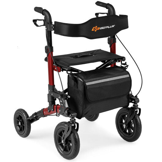 Folding Rollator Walker with Padded Seat & Backrest – Lightweight, 300 lb Capacity (Blue, Purple, Red)